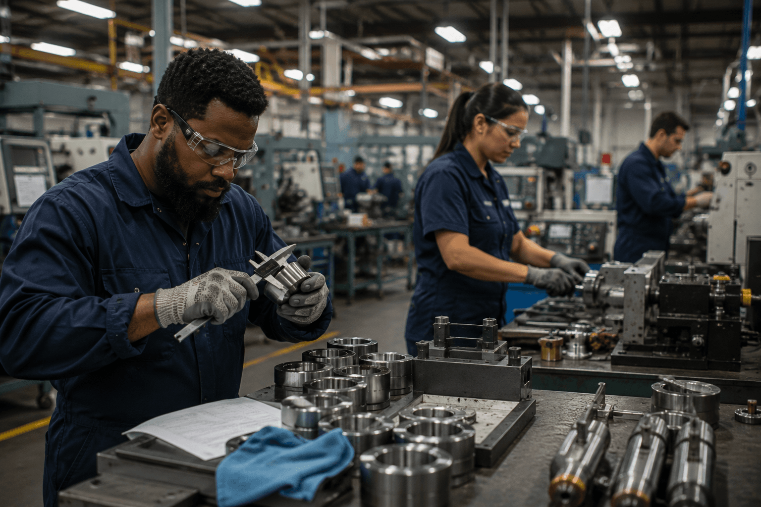 Manufacturing workers in a production environment