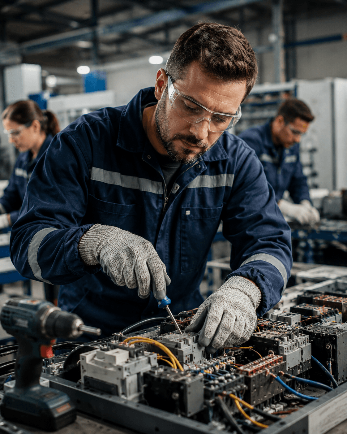 Skilled worker standing confidently in a safe workplace